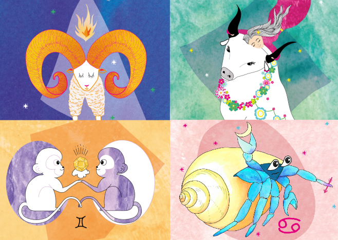 Aries, tauro, géminis, cáncer